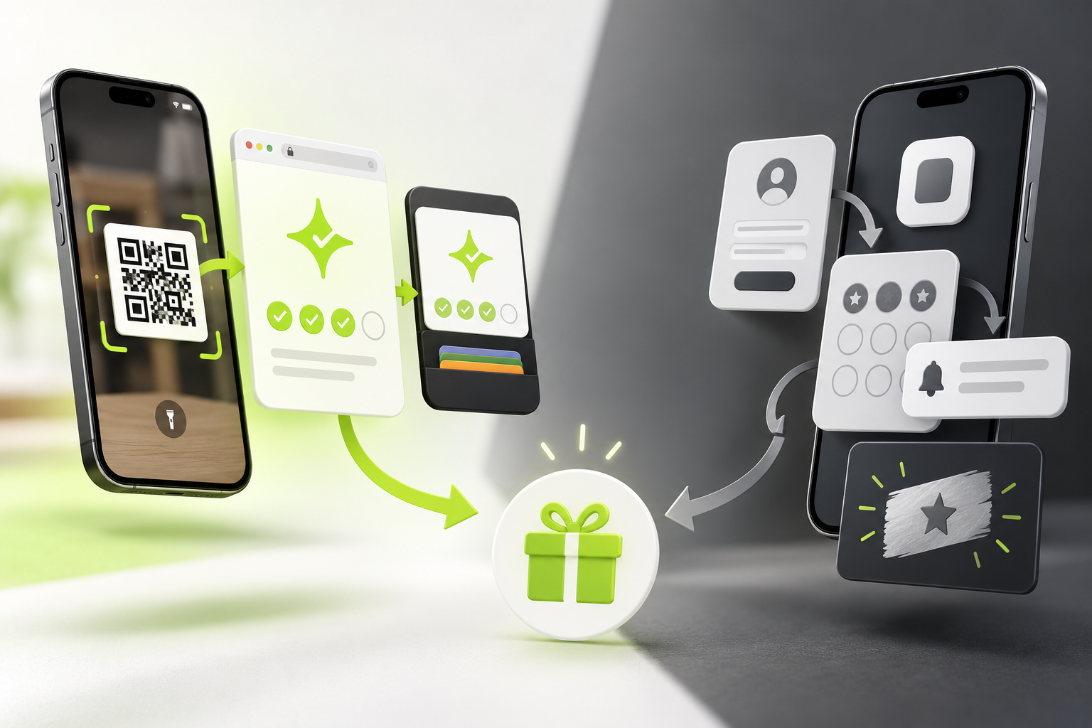 Customer journey compared: browser and wallet rewards versus an app-based stamp journey