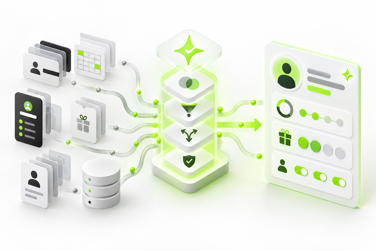 Customer loyalty balances and consent records moving through a controlled migration flow