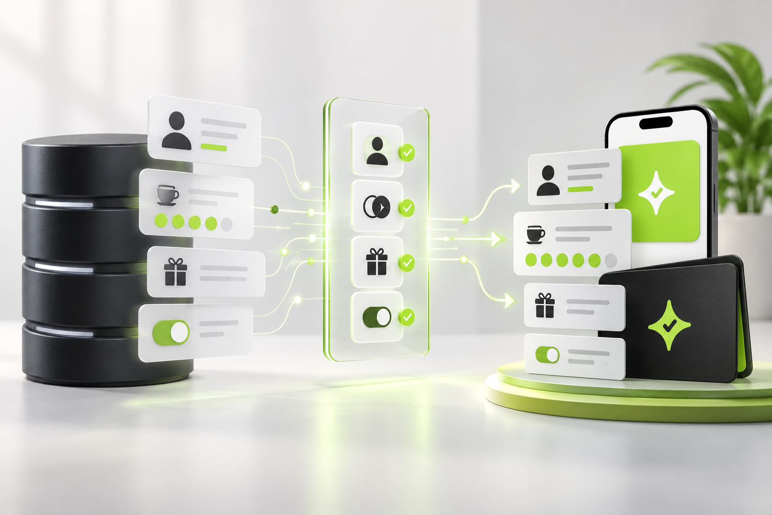 Customer identities, loyalty progress and marketing consent moving through a controlled migration into Çentik