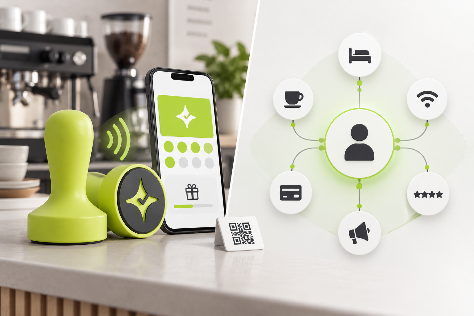 Editorial comparison of a focused NFC and QR loyalty flow with a broader connected hospitality platform