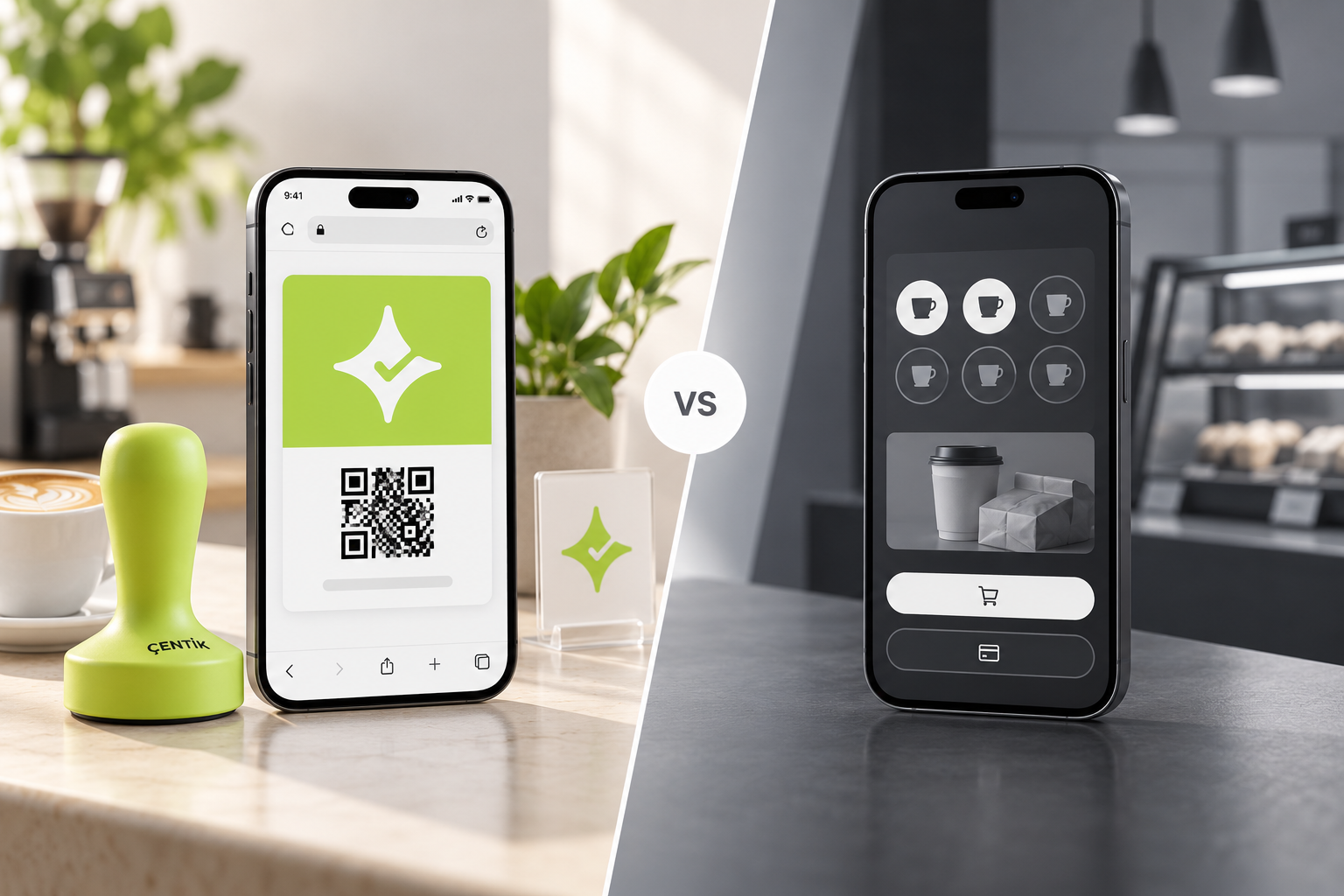 Comparison of an app-free Çentik café loyalty journey with a generic app-led chain loyalty model in the UK