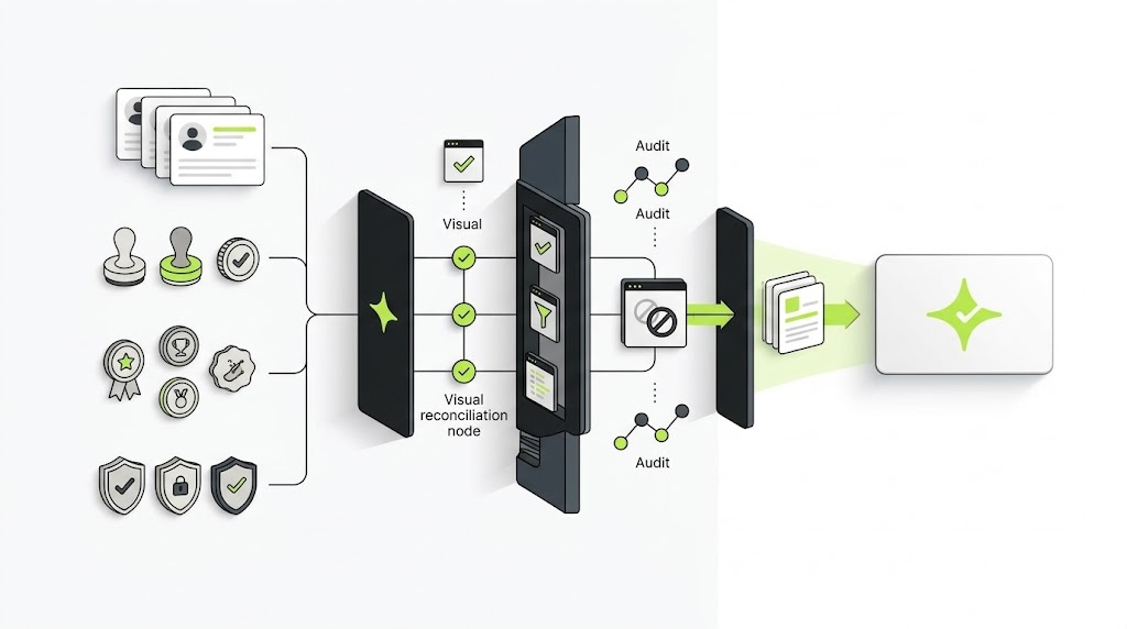 Migration validation flow checking customer profiles, stamps, rewards and consent before loyalty data moves to Çentik.