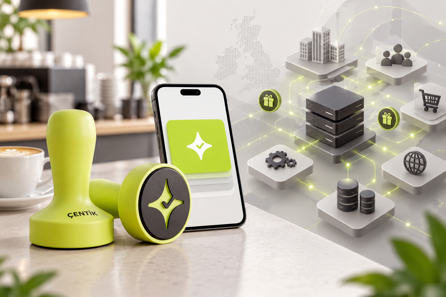Çentik physical loyalty touchpoint contrasted with an abstract enterprise loyalty architecture