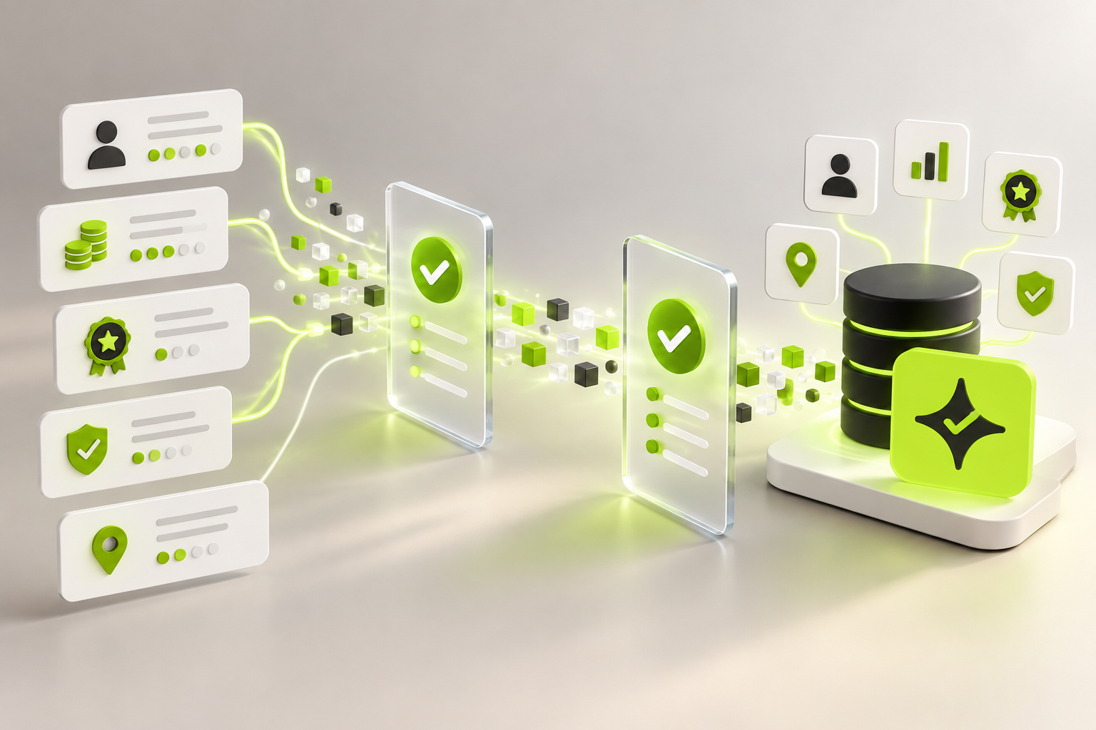 Abstract restaurant loyalty migration validation flow for customer profiles, balances, rewards, consent records and locations before moving systems.