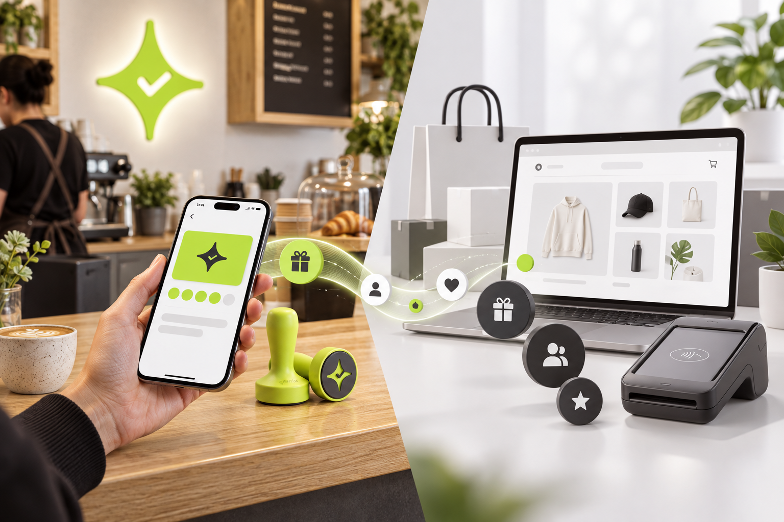 Editorial comparison of a venue-first digital loyalty journey and a Shopify-led ecommerce loyalty journey in the UK