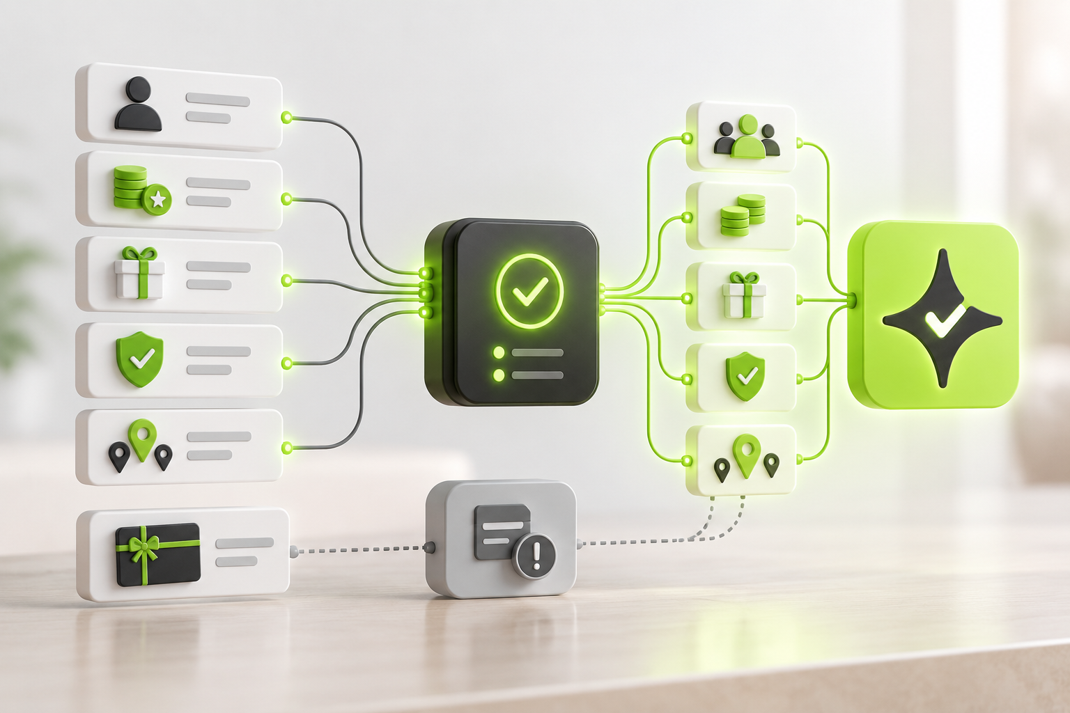 Abstract loyalty migration validation flow for customer profiles, rewards, consent, locations and gift card liabilities