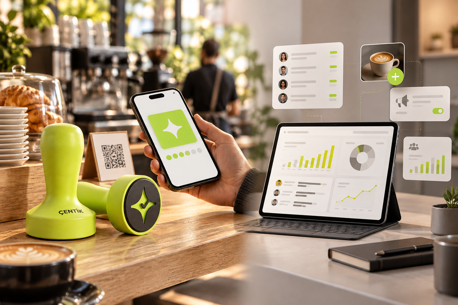 Editorial comparison of a Çentik NFC and QR loyalty experience and a broader restaurant customer engagement platform.